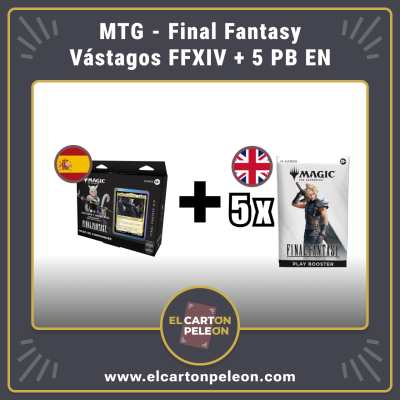 MTG Final Fantasy - Mazo Commander Vástagos Español + 5 Play Booster Inglés MTG Final Fantasy - Mazo Commander Vástagos Español + 5 Play Booster Inglés